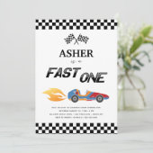 Snel één-razenkar-feest kaart (Staand voorkant)