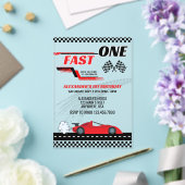 Snel een rode race auto kinderen verjaardag acryl uitnodigingen (Insitu (Huwelijk))