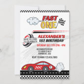 Snel een rode race auto kinderen verjaardag kaart (Voorkant)