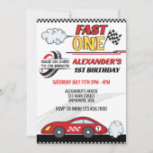 Snel één rode race auto kinderverjaardag  kaart (Voorkant)