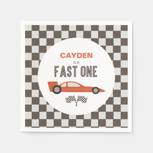 Snel Eén Rode Raceauto Verjaardag Servet (Voorkant)