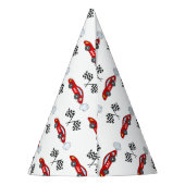 Snel een rode retro race auto geruit vlaggen racen feesthoedjes (Achterkant)