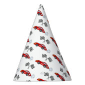 Snel een rode retro race auto geruit vlaggen racen feesthoedjes (Rechts)