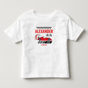 Snel één rood vintage raceautothema jongens verjaa kinder shirts
