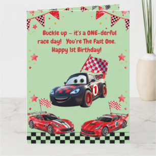Snel Eén Rood & Zwart Race Auto Kinderen Foto Verj Kaart