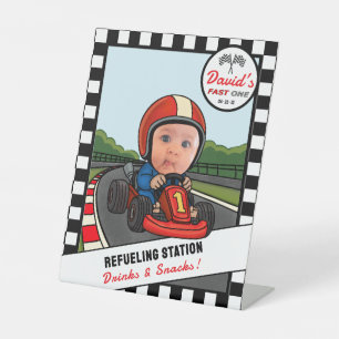 Snel één tankstation - Dranken en snacks Reclamebord Met Voetstuk