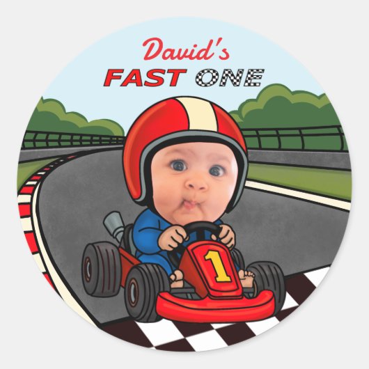Snel één verjaardag ronde sticker (Voorkant)