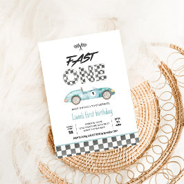 Snel EÉN Vintage Race Auto 1e Verjaardag Kaart