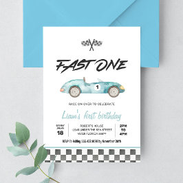 Snel EÉN Vintage Race Auto 1e Verjaardag Kaart
