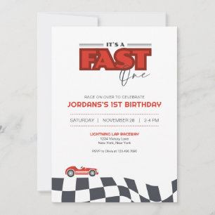 Snel Eerste Verjaardag Race Auto Uitnodiging