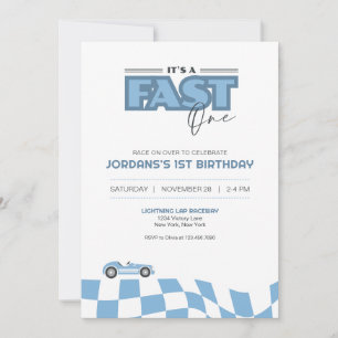 Snel Eerste Verjaardag Race Auto Uitnodiging