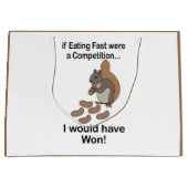 Snel Eet Eekhoorn Grappige Spreuk Groot Cadeauzakje (Voorkant)