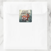 Snel en Furry-ous - Rode Panda - Grijs Vierkante Sticker (Tas)