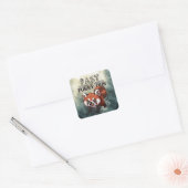 Snel en Furry-ous - Rode Panda - Grijs Vierkante Sticker (Envelop)