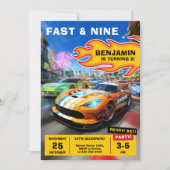 Snel en leuk race auto verjaardagsfeestje kaart (Voorkant)