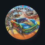 Snel en leuk Verjaardag, Race auto's Verjaardag Papieren Bordje<br><div class="desc">Beleef het feest met deze high-speed race auto verjaardag borden! Deze papieren borden met een dynamisch ontwerp met felle kleuren en snelle auto's zijn ideaal voor kleine racers en autoliefhebbers. Ideaal voor verjaardagen vol energie, snelheid en plezier. Coördineren met bijpassende feestbenodigdheden voor een volledige racedag-vibe. Volledig aanpasbaar met de naam...</div>