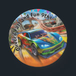 Snel en leuk Verjaardag, Race auto's Verjaardag Papieren Bordje<br><div class="desc">Beleef het feest met deze high-speed race auto verjaardag borden! Deze papieren borden met een dynamisch ontwerp met felle kleuren en snelle auto's zijn ideaal voor kleine racers en autoliefhebbers. Ideaal voor verjaardagen vol energie, snelheid en plezier. Coördineren met bijpassende feestbenodigdheden voor een volledige racedag-vibe. Volledig aanpasbaar met de naam...</div>