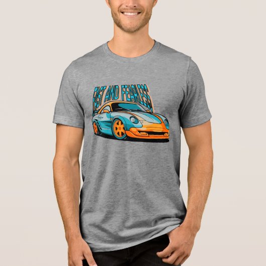 Snel en onverschrokken sportauto Tri-Blend shirt (Voorkant)