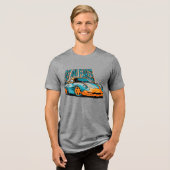Snel en onverschrokken sportauto Tri-Blend shirt (Voorkant volledig)