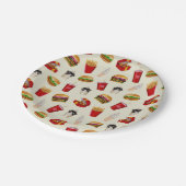 Snel eten, brandwonden, vuiligheid, zondebokken papieren bordje (Gekanteld)