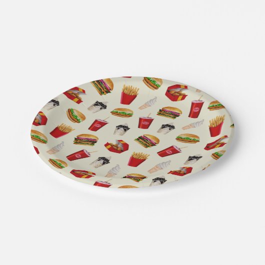 Snel eten, brandwonden, vuiligheid, zondebokken papieren bordje (Gekanteld)