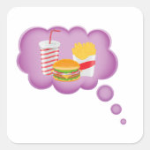 Snel eten dromen vierkante sticker (Voorkant)