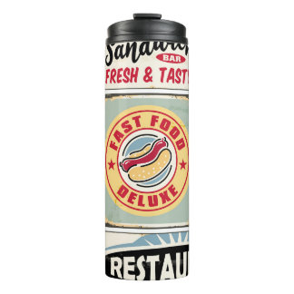 Snel eten restaurants en diners retro borden colle thermosbeker