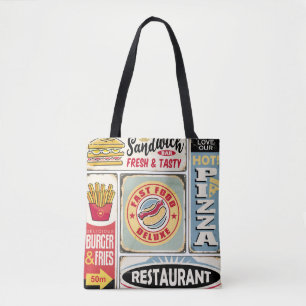 Snel eten restaurants en diners retro borden colle tote bag