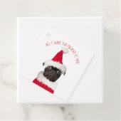 Snel feestelijke kerstzwarte pug bedankjes labels (In situ)