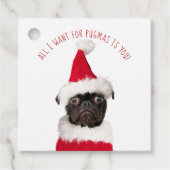 Snel feestelijke kerstzwarte pug bedankjes labels (Voorkant)