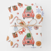 Snel feestvieren met kerst en met bomen inpakpapier vel (In situ)