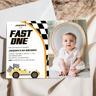 Snel Geel Verjaardagsfeestje voor Raceauto Kaart