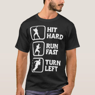 Snel hard draaien, links ontwerp Baseball-ventilat T-shirt