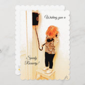 Snel herstel, klein meisje, ouderwetse telefoon feestdagenkaart (Voorkant / Achterkant)