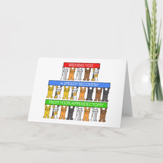 Snel herstel van appendectomie, Schattigee katten. Kaart (Voorkant)