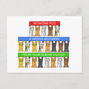 Snel herstel van Elbow-letsel, Cartoon katten. Briefkaart