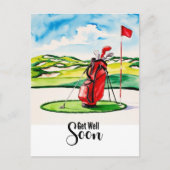 Snel herstel van golf met golftas op oefengroen briefkaart (Voorkant)