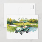 Snel hersteld met Golfkar op het groen Briefkaart (Voorkant / Achterkant)