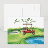Snel hersteld met Golfkarretje op het groen Briefkaart (Voorkant / Achterkant)