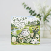 Snel hersteld van golf met golfbal op green (Staand voorkant)
