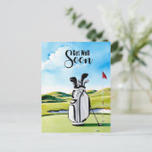 Snel hersteld van golfen met golftas op putting gr briefkaart (Staand voorkant)