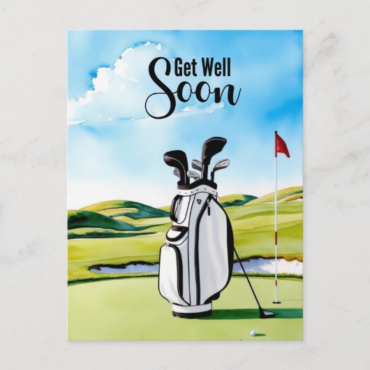 Snel hersteld van golfen met golftas op putting gr briefkaart (Voorkant)