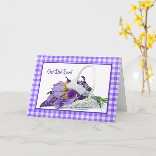 Snel Iris Bouquet op Gingham Kaart (Gele Bloem)