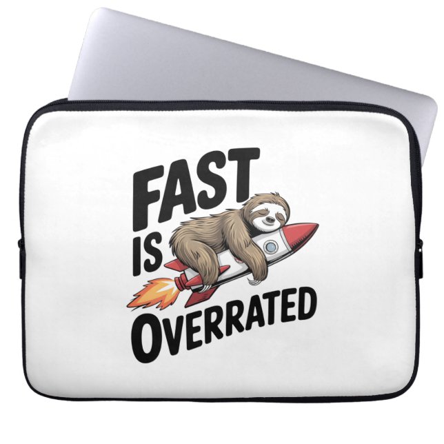 Snel is overrated Sloth Rocket Laptop Sleeve (Voorkant)