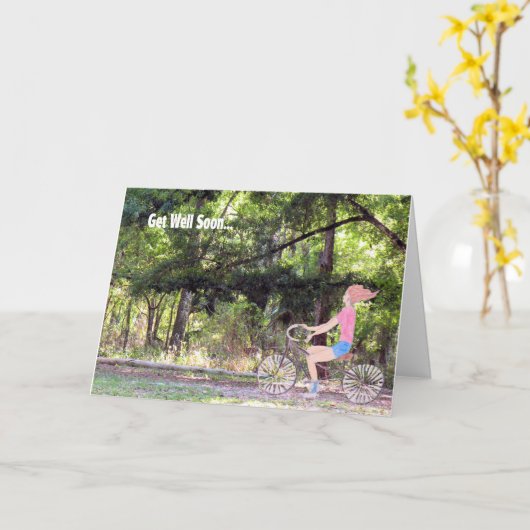 Snel Kaart, meisje, fiets en Natuur Kaart (Gele Bloem)