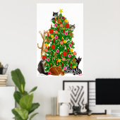 Snel Kat kerstboomafdrukken Poster (Thuiskantoor)