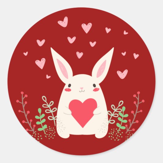 Snel Kawaii Bunny-liefhebbend Ronde Sticker (Voorkant)