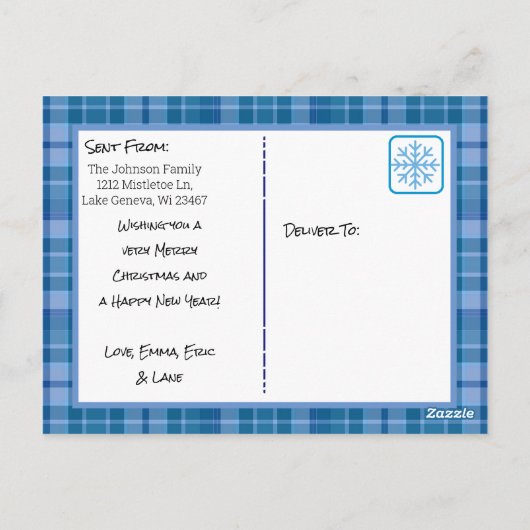 Snel kerstblauw met foto-kaart briefkaart (Achterkant)