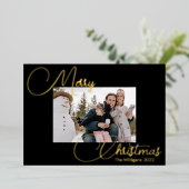 Snel kerstblokscript met foto-Folie Folie Feestdagenkaart (Staand Voorkant)