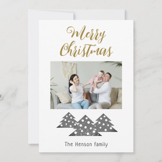 Snel kerstboomscript, foto van minimalistische fam feestdagenkaart (Voorkant)